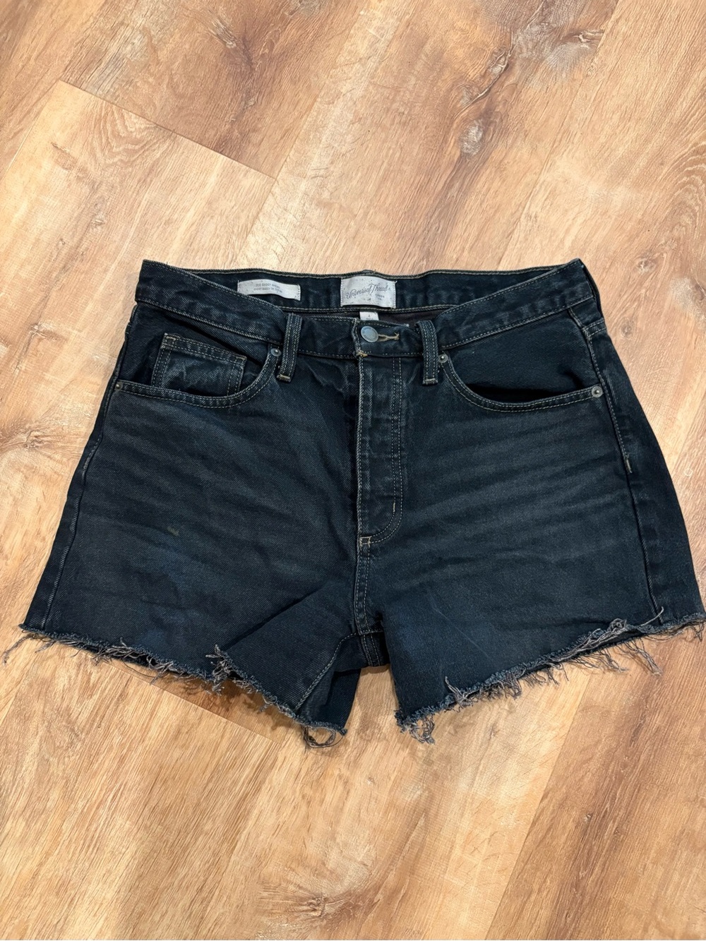 Dark Navy High-Waist Denim Cutoff Shorts